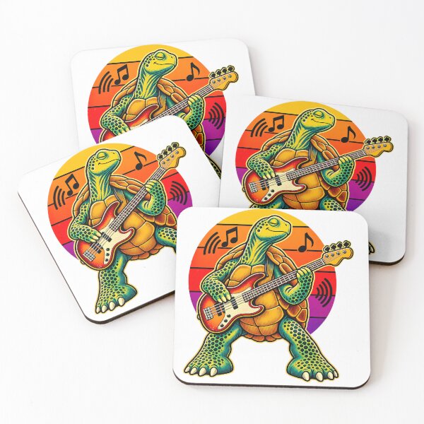 Item preview, Funny Rock Turtle Playing Bass Guitar Retro Music Lover designed and sold by Rtcraftani.