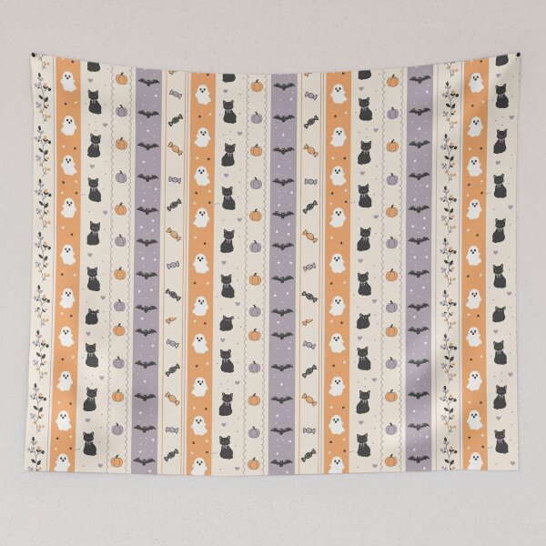 Item preview, Pastel Halloween Stripes | Cute Ghosts, Black Cats, Pumpkins & Bats designed and sold by Aniwhisper240.