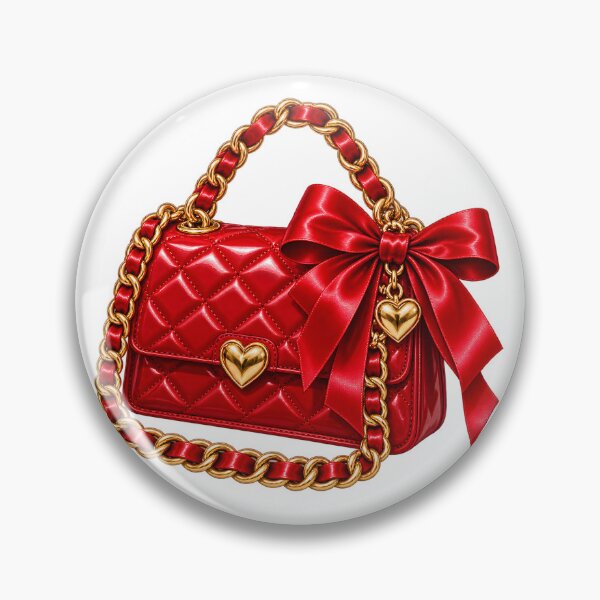 Item preview, Glamorous Red Quilted Handbag with Satin Bow and Gold Hearts designed and sold by TinyWeird.