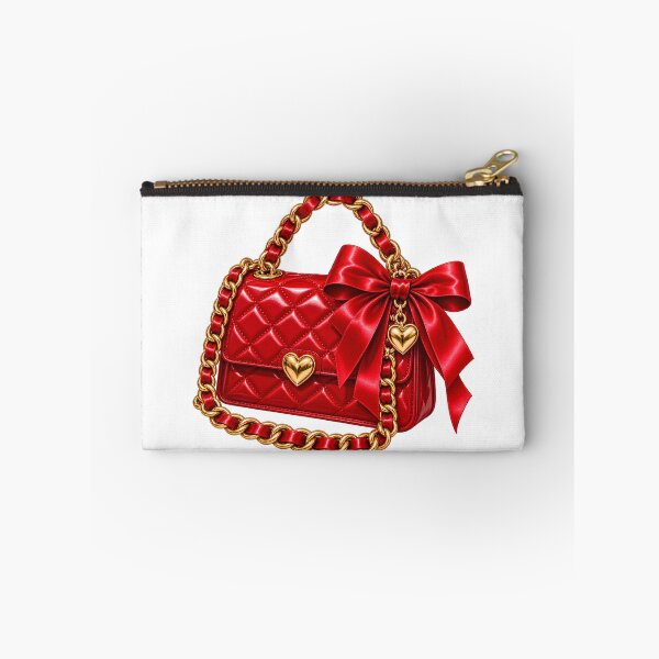 Item preview, Glamorous Red Quilted Handbag with Satin Bow and Gold Hearts designed and sold by TinyWeird.
