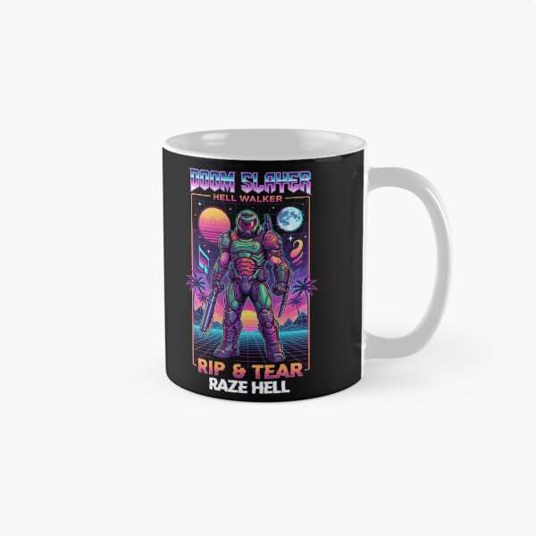Item preview, Doom Slayer Synthwave Vaporwave Rip And Tear designed and sold by RatherCreative.