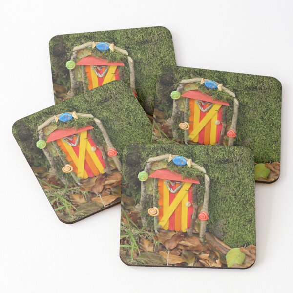 Item preview, Bright and colourful fairy door in the forest - Whimsical fairy garden photography designed and sold by Cha-s-lens.