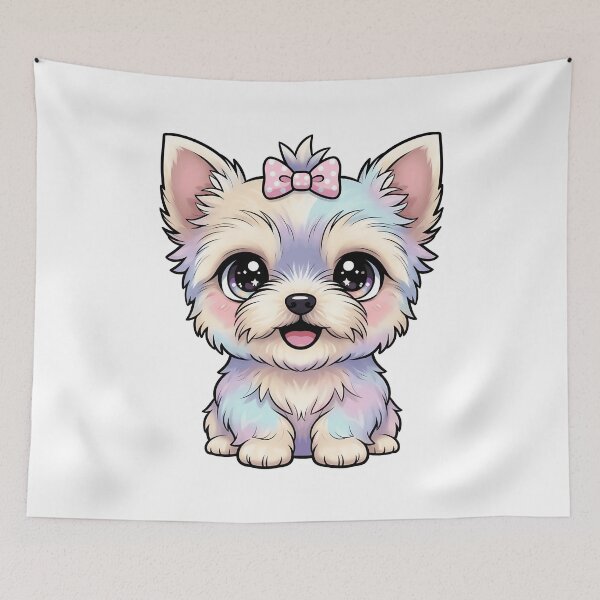 Item preview, Yorkshire Terrier Puppy - Cute Pastel Kawaii Yorkie with Bow designed and sold by Lucid Dream Pixel.