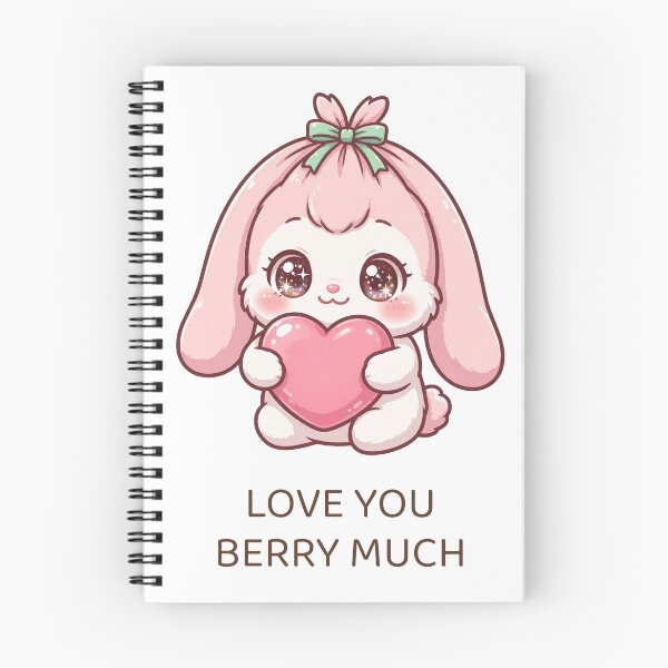 Item preview, Berry the Pink Bunny Hugging a Big Heart — Love You Berry Much, Kawaii Bunny designed and sold by tomynator.