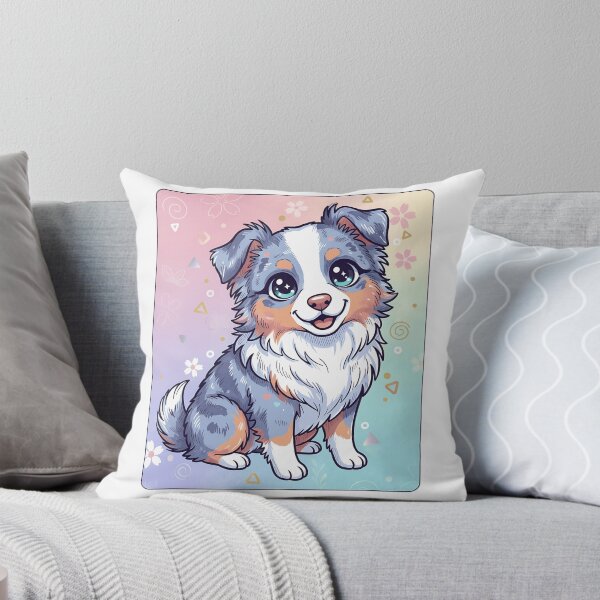 Item preview, Australian Shepherd Puppy - Cute Blue Merle Kawaii Dog Art designed and sold by Lucid Dream Pixel.