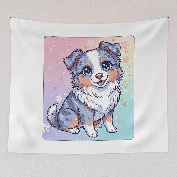 Item preview, Australian Shepherd Puppy - Cute Blue Merle Kawaii Dog Art designed and sold by Lucid Dream Pixel.