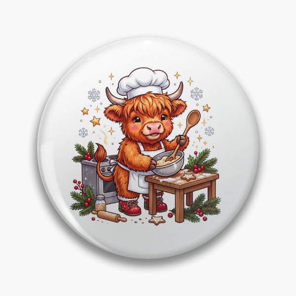 Item preview, Festive Highland Cow Chef Baking Cookies designed and sold by DariaOltes.