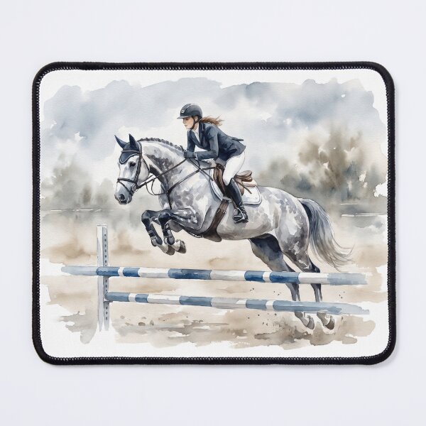 Item preview, Grey Show Jumping Horse Watercolor Equestrian Art designed and sold by Rutvain.
