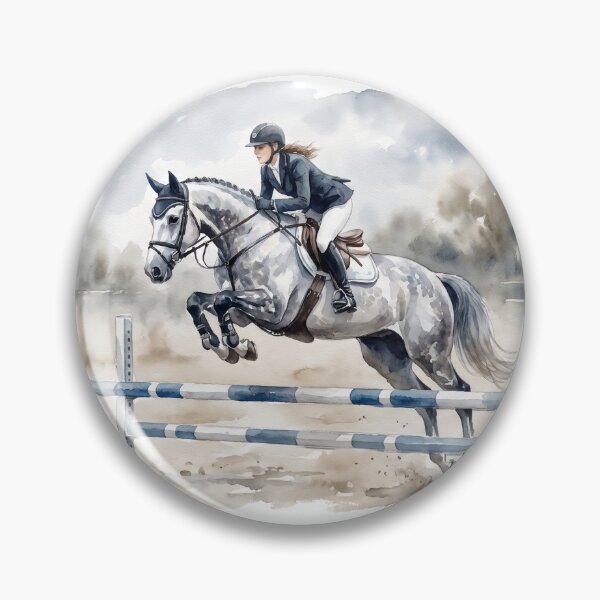 Item preview, Grey Show Jumping Horse Watercolor Equestrian Art designed and sold by Rutvain.