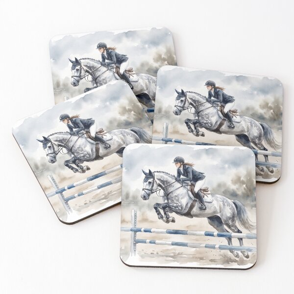 Item preview, Grey Show Jumping Horse Watercolor Equestrian Art designed and sold by Rutvain.