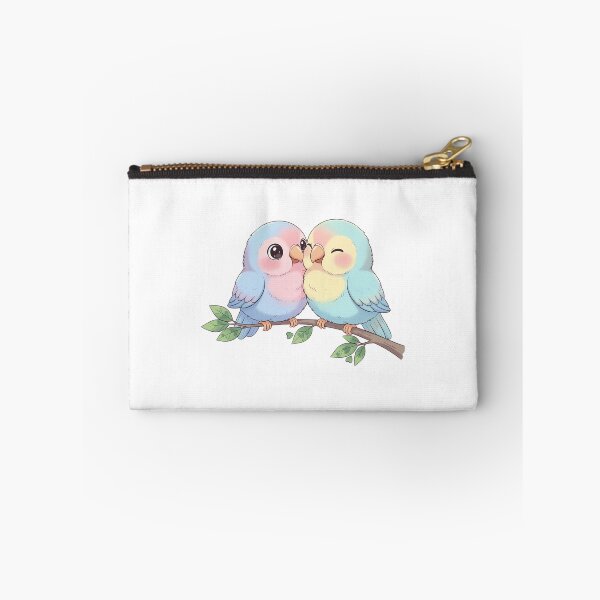Item preview, Lovebirds Cuddling on Branch - Cute Pastel Kawaii Bird Art designed and sold by Lucid Dream Pixel.