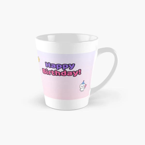 Happy Birthday - Cute Party Marshmallow Pip with Cake and Balloons — Classic Mug by BiMood