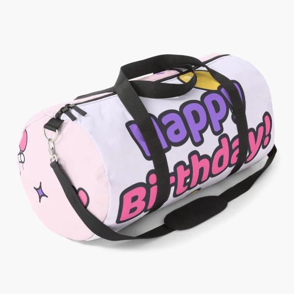 Happy Birthday - Cute Party Marshmallow Pip with Cake and Balloons — Duffle Bag by BiMood