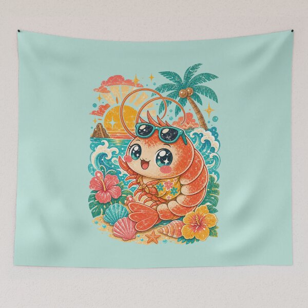Item preview, Retro Tropical Shrimp Beach Babe designed and sold by Rosie's Wildflower Boutique.