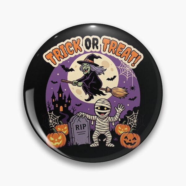 Item preview, Classic Cartoon Halloween Sticker – Flying Witch and Haunted Castle designed and sold by Print-wala.