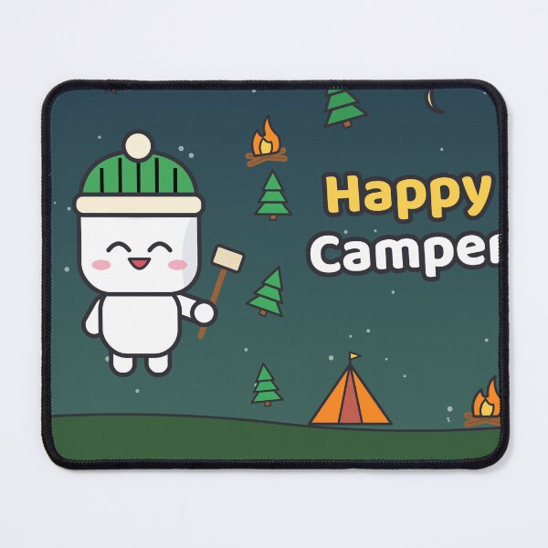 Item preview, Happy Camper - Cute Marshmallow Pip Roasting by the Campfire designed and sold by BiMood.