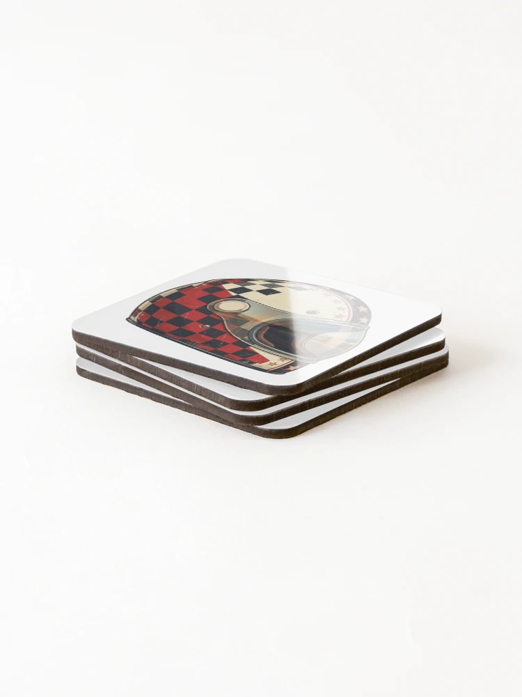 Thumbnail 4 of 5, Coasters (Set of 4), Retro Racing Helmet Sticker designed and sold by Stylestickers55.