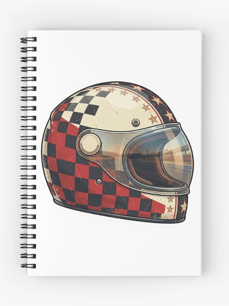 Thumbnail 1 of 3, Journal, Retro Racing Helmet Sticker designed and sold by Stylestickers55.
