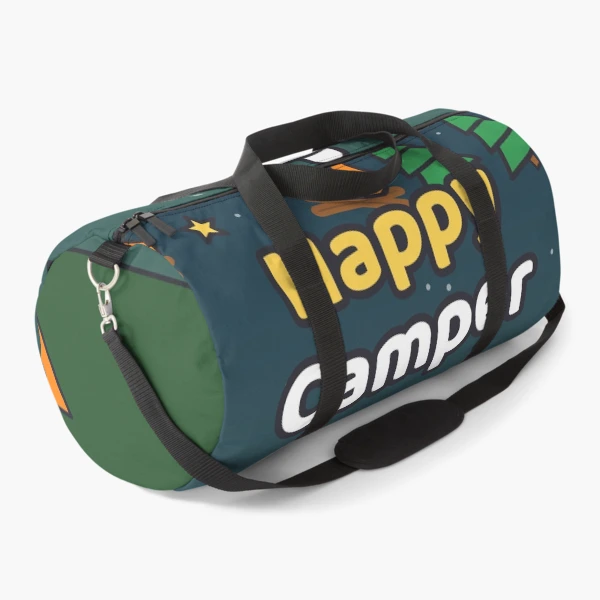 Happy Camper - Cute Marshmallow Pip Roasting by the Campfire — Duffle Bag by BiMood