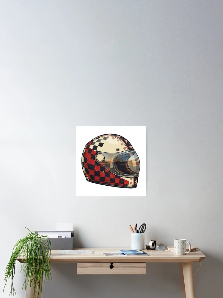 Thumbnail 2 of 3, Poster, Retro Racing Helmet Sticker designed and sold by Stylestickers55.