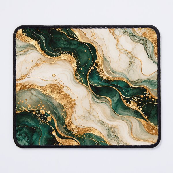 Item preview, Emerald Green and Gold Marble – Luxury Abstract Fluid Art designed and sold by Sania Wazir Studio.