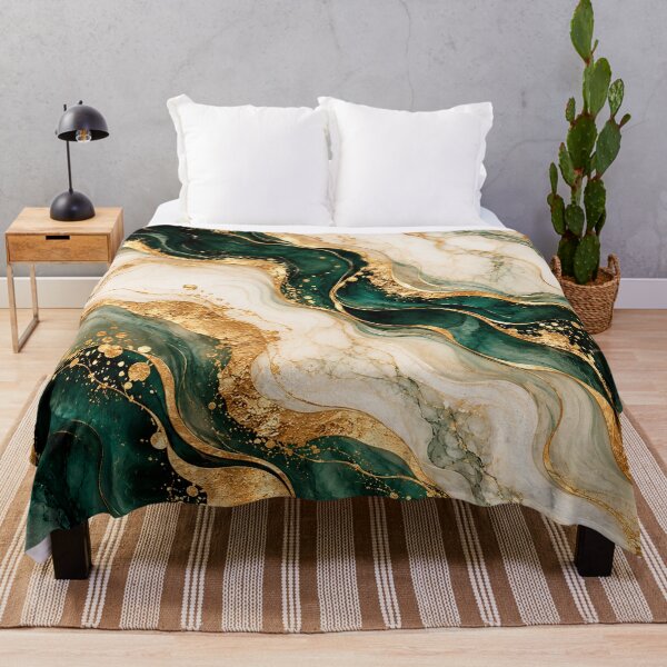 Item preview, Emerald Green and Gold Marble – Luxury Abstract Fluid Art designed and sold by Sania Wazir Studio.