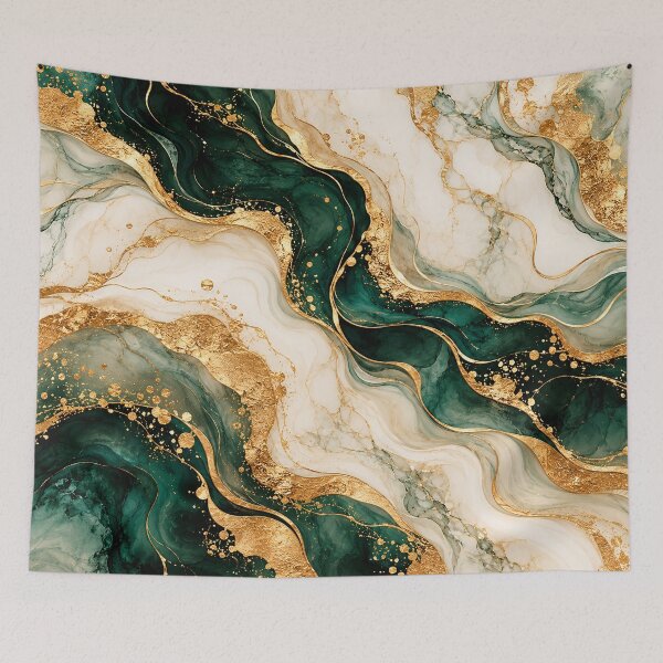 Item preview, Emerald Green and Gold Marble – Luxury Abstract Fluid Art designed and sold by Sania Wazir Studio.