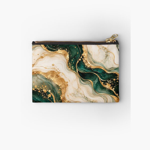 Item preview, Emerald Green and Gold Marble – Luxury Abstract Fluid Art designed and sold by Sania Wazir Studio.