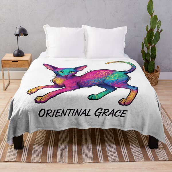 Item preview, Oriental Shorthair Cat - Psychedelic Rainbow Tribal Cat Art designed and sold by Lucid Dream Pixel.