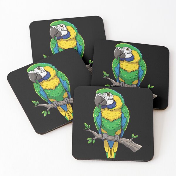 Item preview, Parrot Macaw on Branch - Bold Green & Yellow Tropical Bird Art designed and sold by Lucid Dream Pixel.