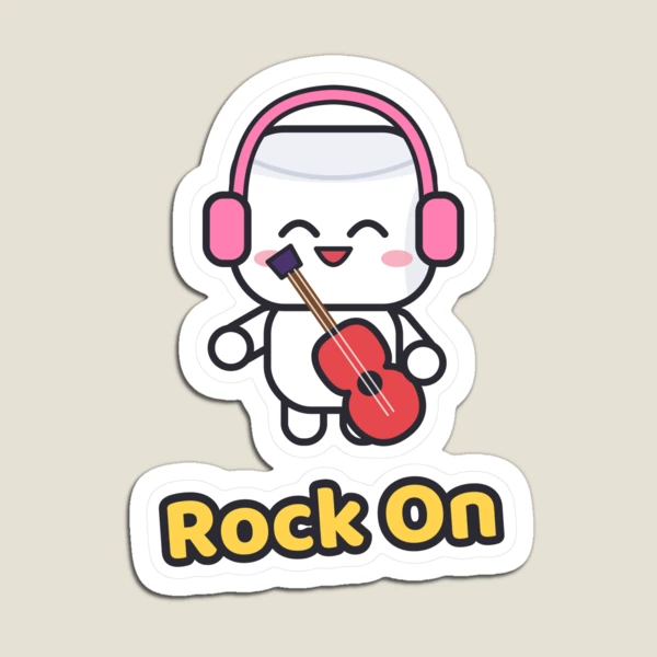 Good Vibes Only - Cute Music Lover Marshmallow Pip with Guitar — Magnet by BiMood