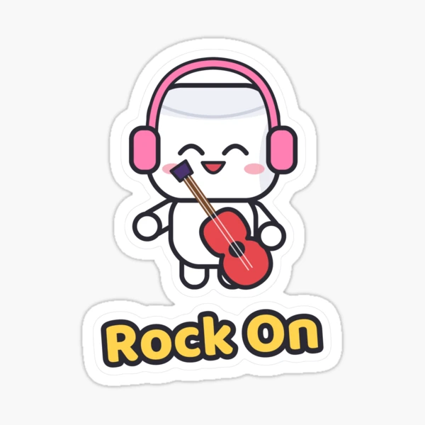 Good Vibes Only - Cute Music Lover Marshmallow Pip with Guitar — Sticker by BiMood