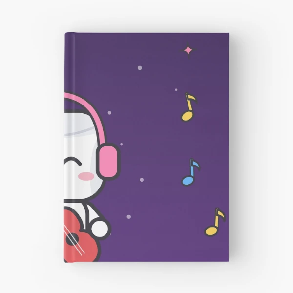 Good Vibes Only - Cute Music Lover Marshmallow Pip with Guitar — Spiral Notebook by BiMood