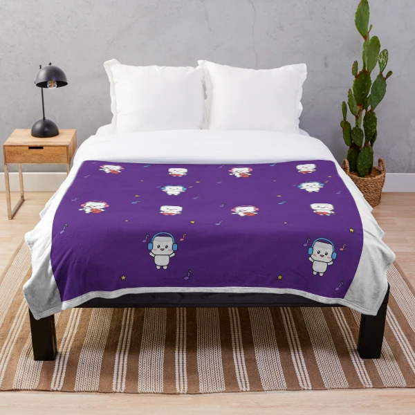 Good Vibes Only - Cute Music Lover Marshmallow Pip with Guitar — Throw Blanket by BiMood