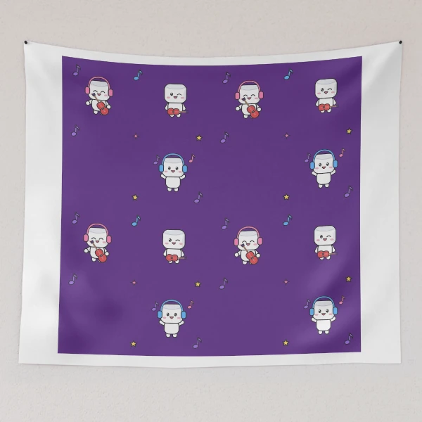 Good Vibes Only - Cute Music Lover Marshmallow Pip with Guitar — Tapestry by BiMood