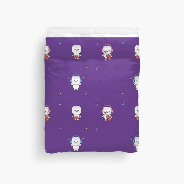 Good Vibes Only - Cute Music Lover Marshmallow Pip with Guitar — Duvet Cover by BiMood