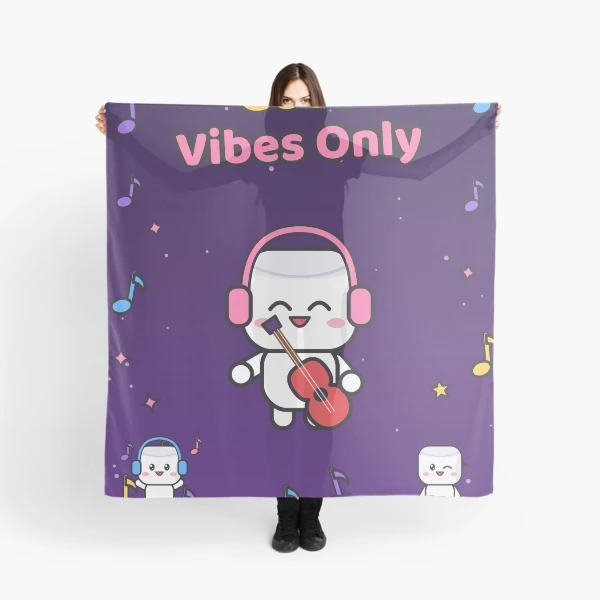 Good Vibes Only - Cute Music Lover Marshmallow Pip with Guitar — Scarf by BiMood