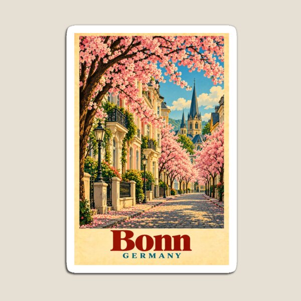 Item preview, Bonn Cherry Blossoms Vintage Travel Poster designed and sold by Dream City Prints.