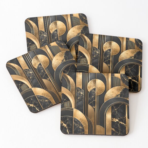 Item preview, Black and Gold Art Deco – Luxury Geometric Marble Abstract designed and sold by Sania Wazir Studio.