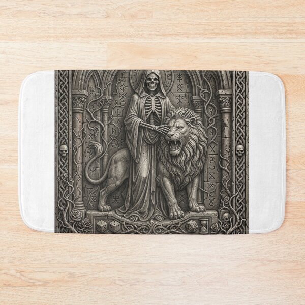 Item preview, Strength Tarot Card VIII Gothic Stone Relief Dark Academia Art designed and sold by hepopatterns.