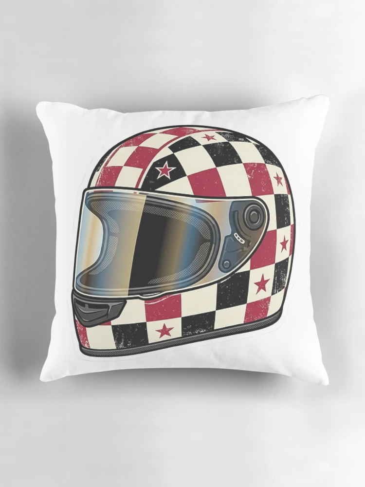 Thumbnail 3 of 4, Pillow, Retro Racing Helmet Sticker designed and sold by Stylestickers55.