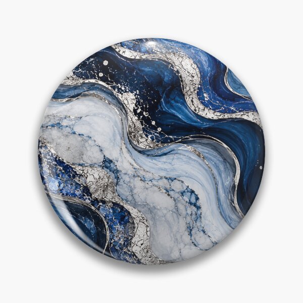 Item preview, Sapphire Blue Silver Marble – Luxury Navy Abstract Fluid Art designed and sold by Sania Wazir Studio.