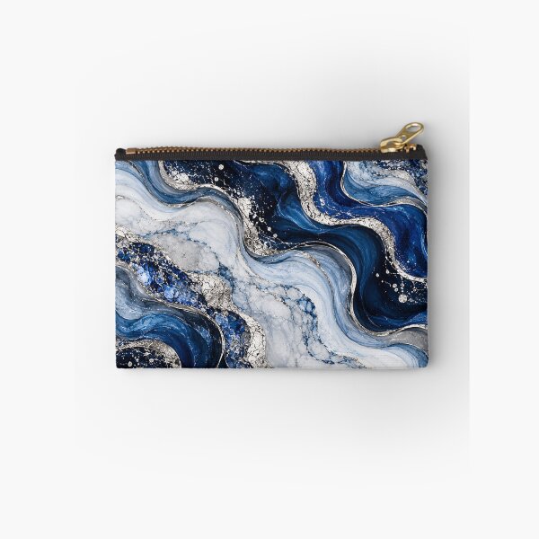 Item preview, Sapphire Blue Silver Marble – Luxury Navy Abstract Fluid Art designed and sold by Sania Wazir Studio.