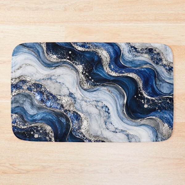 Item preview, Sapphire Blue Silver Marble – Luxury Navy Abstract Fluid Art designed and sold by Sania Wazir Studio.