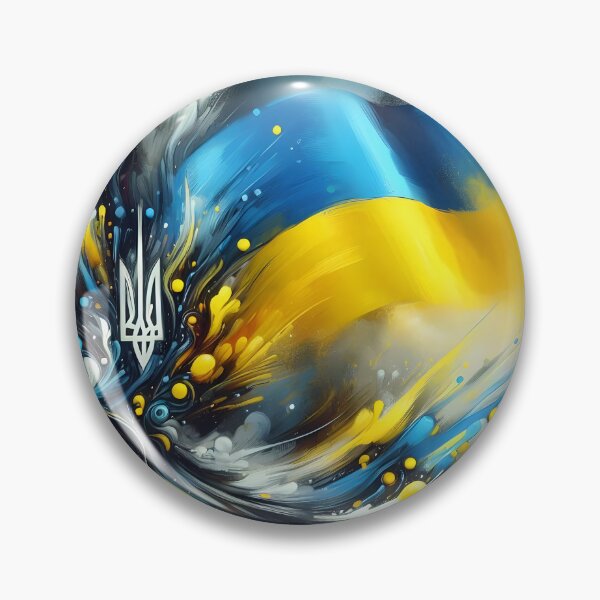 Item preview, Ukrainian trident and flag colors in abstract swirls and splatters, dynamic and expressive designed and sold by homydesign.