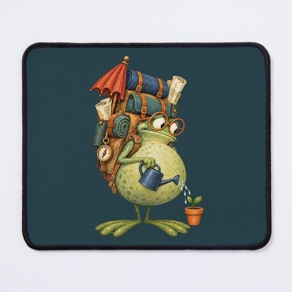 Item preview, Overprepared Frog Watering a Tiny Plant designed and sold by SandboxMashery.