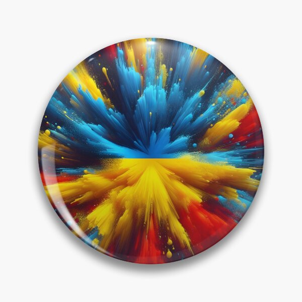 Item preview, Abstract explosion with Ukraine flag colors, radiating outwards, dynamic and vibrant, dark background designed and sold by homydesign.