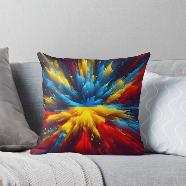 Item preview, Abstract explosion with Ukraine flag colors, radiating outwards, dynamic and vibrant, dark background designed and sold by homydesign.