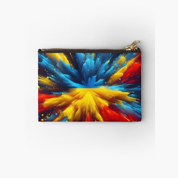 Item preview, Abstract explosion with Ukraine flag colors, radiating outwards, dynamic and vibrant, dark background designed and sold by homydesign.