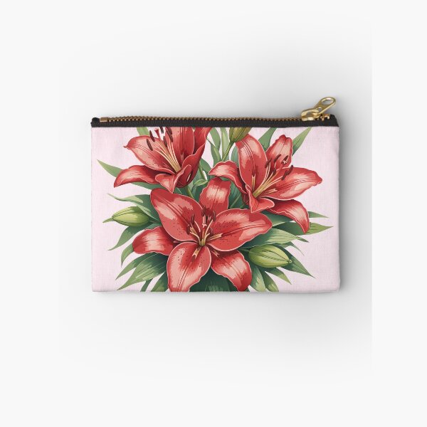 Item preview, Vibrant Red Tiger Lilies Bouquet - Soft Pink Botanical Wall Art designed and sold by FKA1Design.